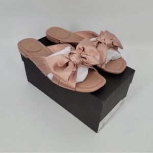J. Crew Lucy Satin Bow Slides AJ755 Pink Blush 8